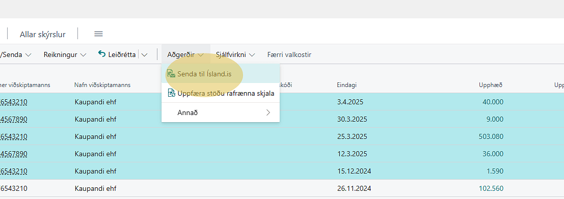Senda til Ísland.is