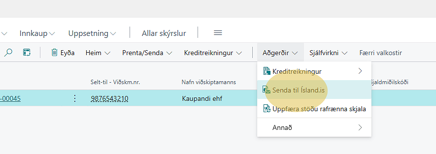 Senda til Ísland.is