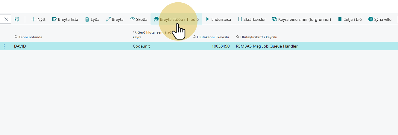 Setja upp vinnsluröð(Verkröð)
